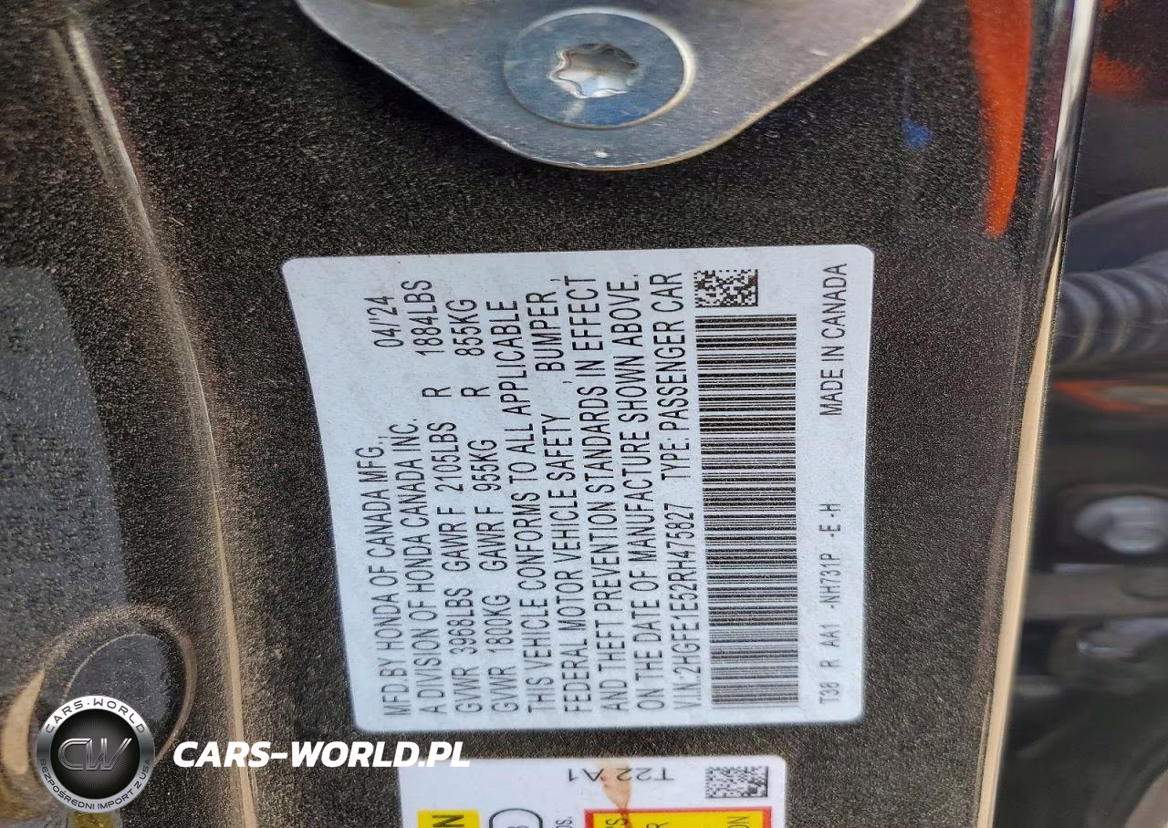 2024 Honda Civic Si VIN:2HGFE1E52RH475827 - 12
