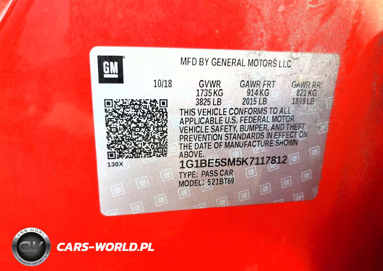 2019 Chevrolet Cruze Lt VIN:1G1BE5SM5K7117812 - 12