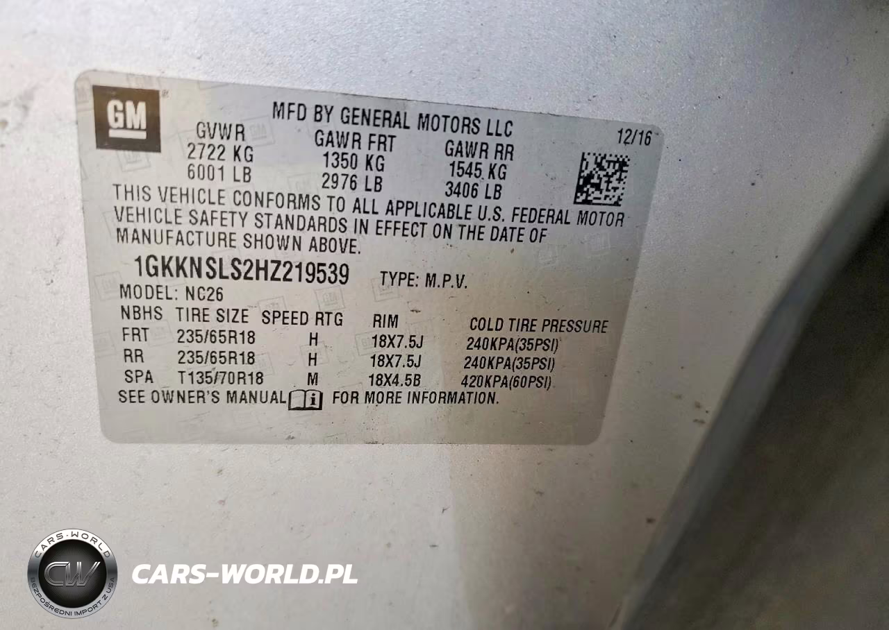 2017 GMC Acadia Sle VIN:1GKKNSLS2HZ219539 - 12