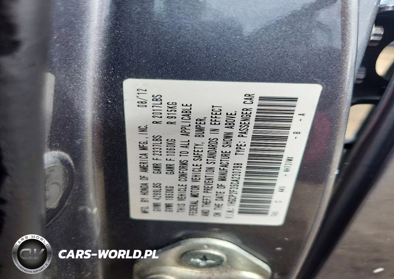 2012 Honda Accord Lx VIN:1HGCP2F35CA230798 - 12