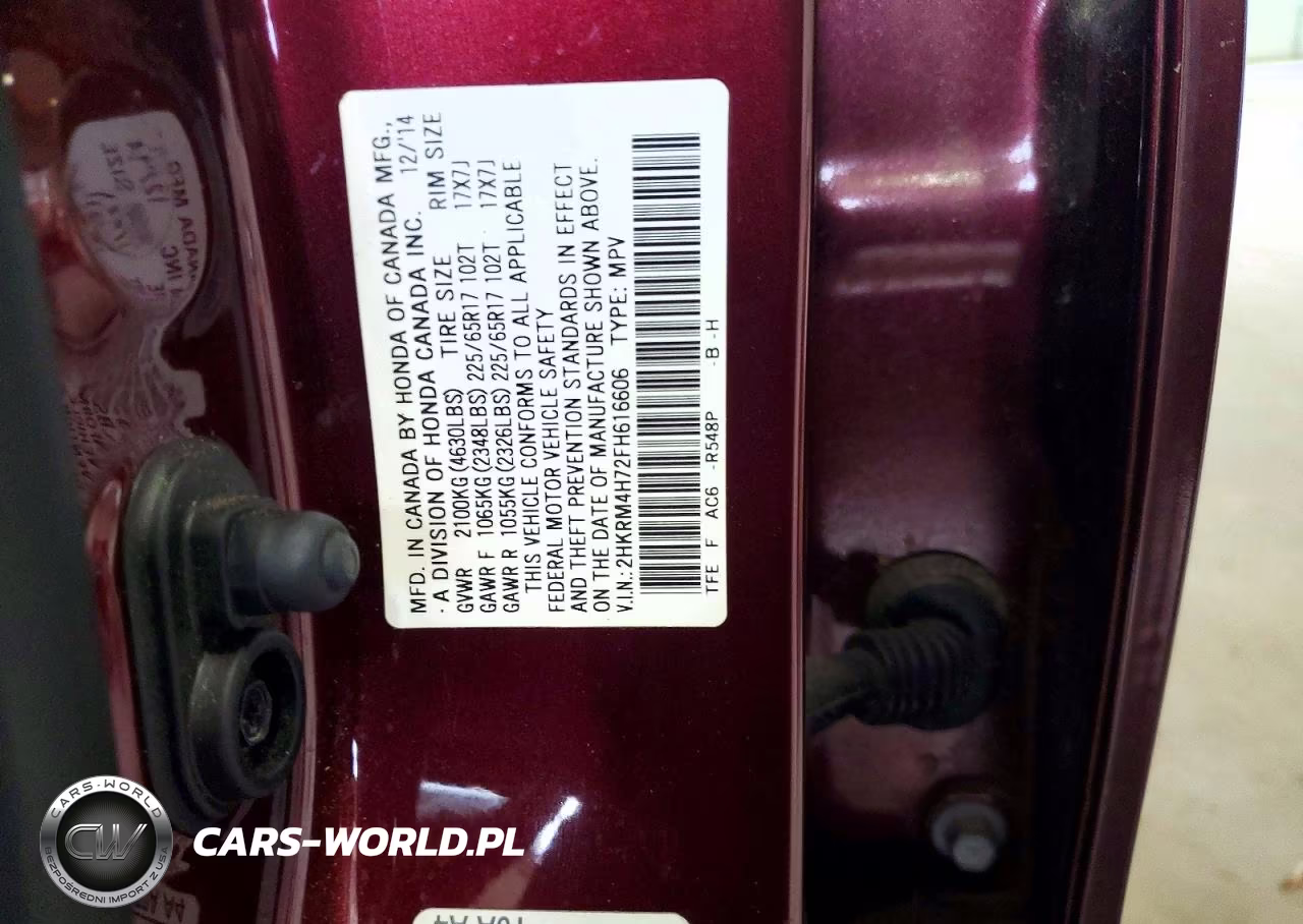 2015 Honda Cr-V Exl VIN:2HKRM4H72FH616606 - 13