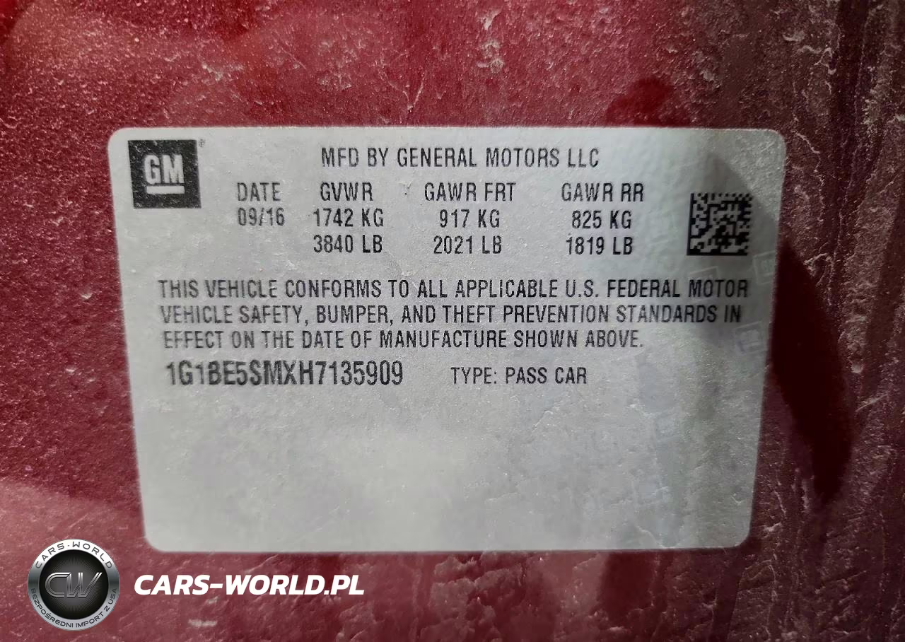 2017 Chevrolet Cruze Lt VIN:1G1BE5SMXH7135909 - 12
