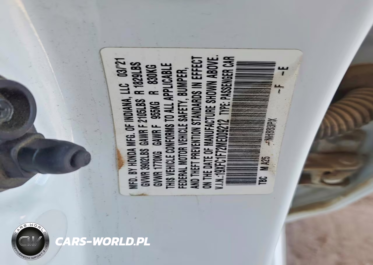 2021 Honda Civic Exl VIN:19XFC1F72ME009212 - 12