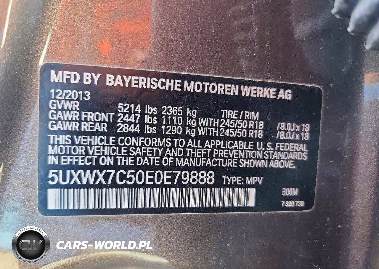 2014 BMW X3 xDrive35I VIN:5UXWX7C50E0E79888 - 13