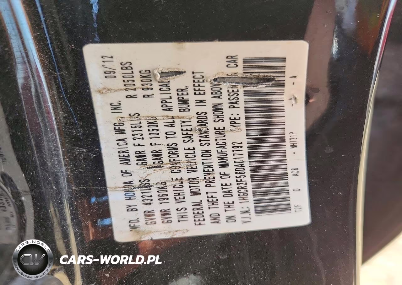 2013 Honda Accord Sport VIN:1HGCR2F56DA017792 - 13