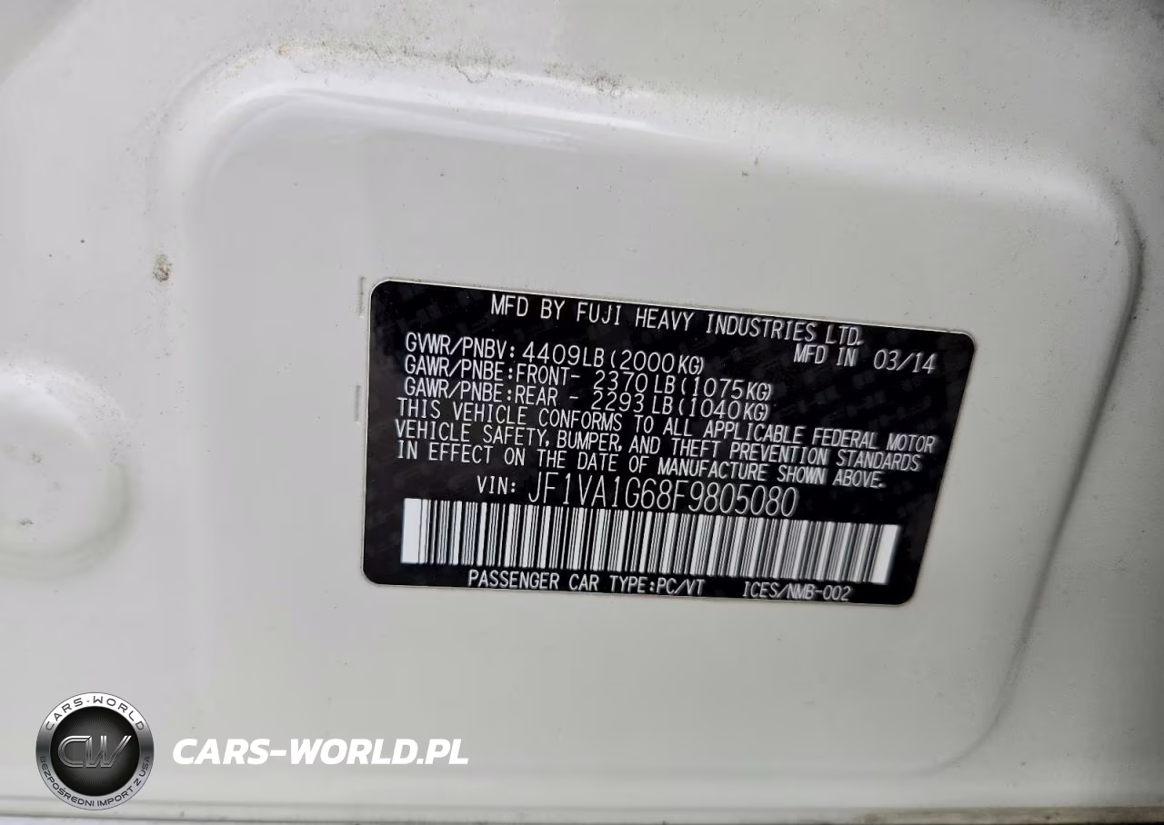 2015 Subaru Wrx Limited VIN:JF1VA1G68F9805080 - 12