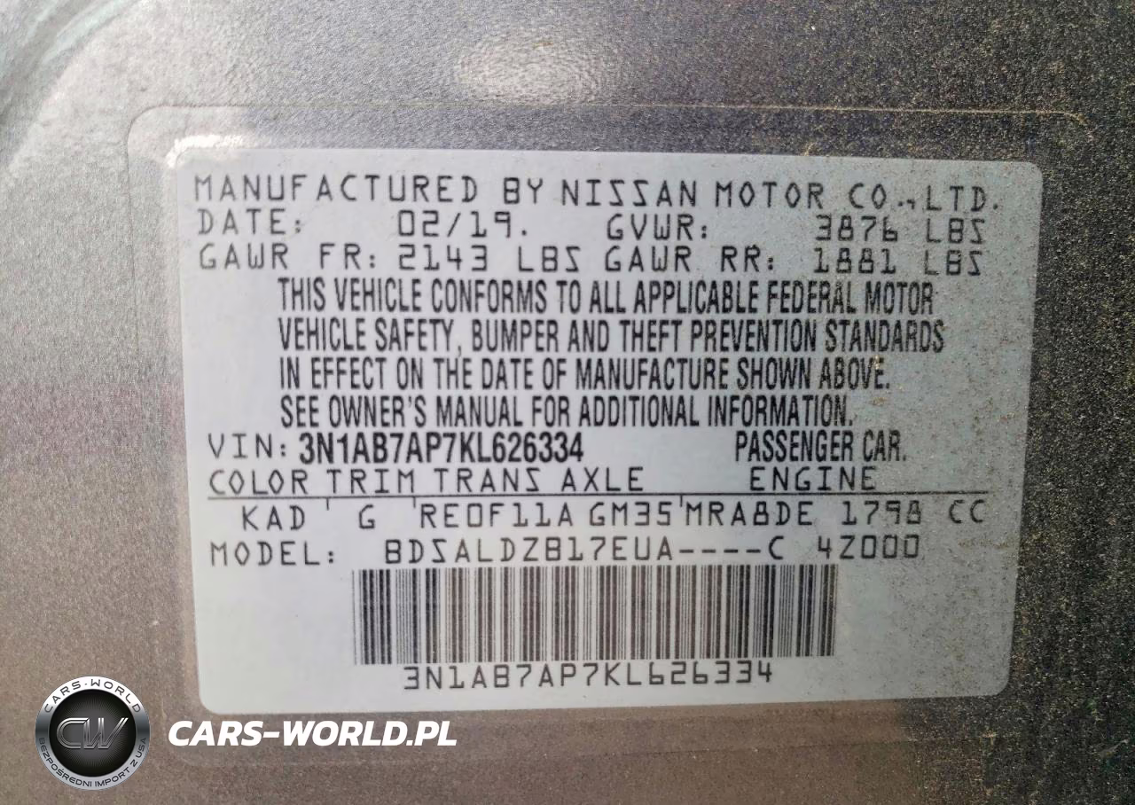2019 Nissan Sentra Sv VIN:3N1AB7AP7KL626334 - 12