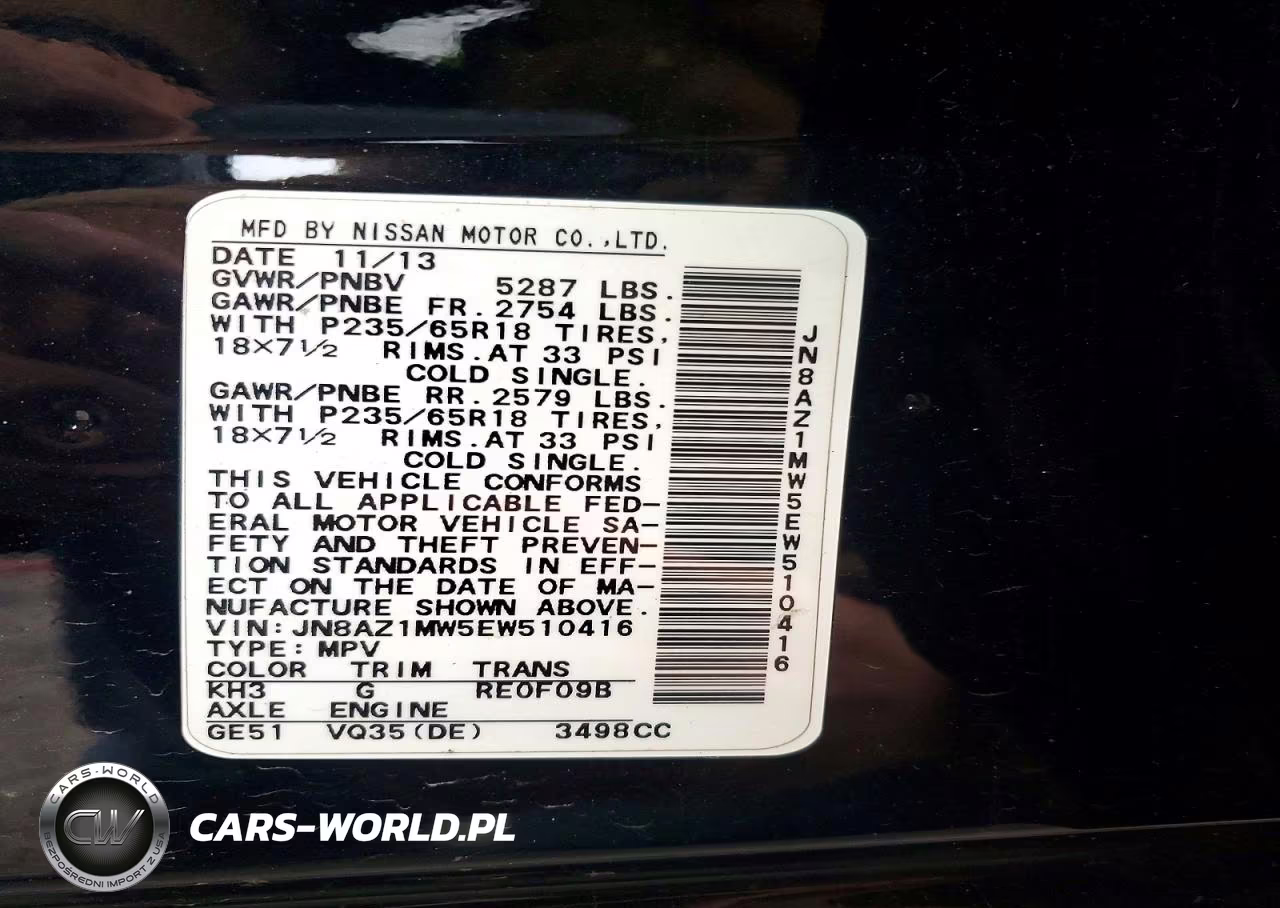 2014 Nissan Murano Sv VIN:JN8AZ1MW5EW510416 - 13