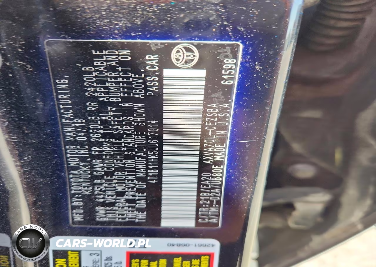 2018 Toyota Camry Se VIN:4T1B11HK5JU617014 - 12