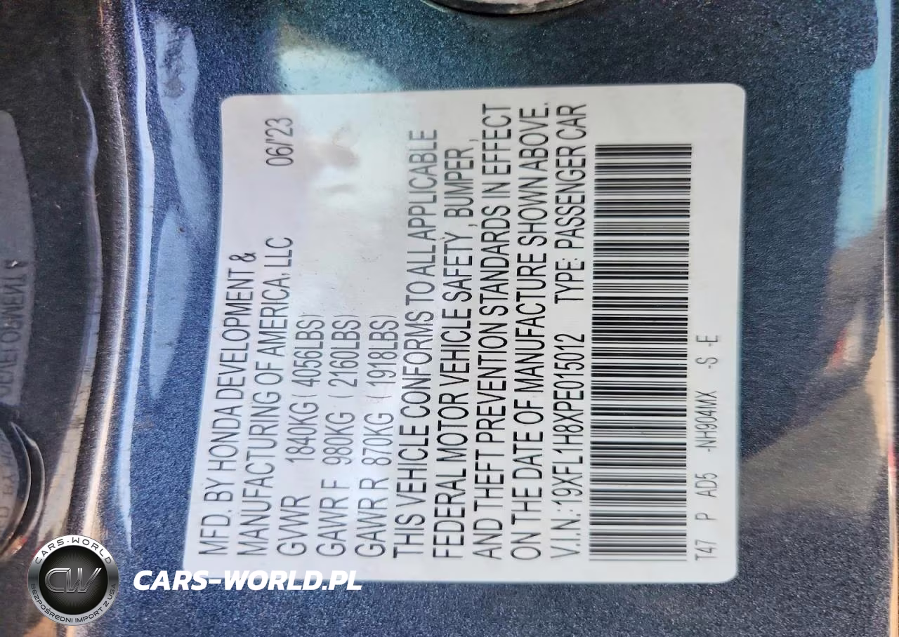 2023 Honda Civic Sport Touring VIN:19XFL1H8XPE015012 - 12