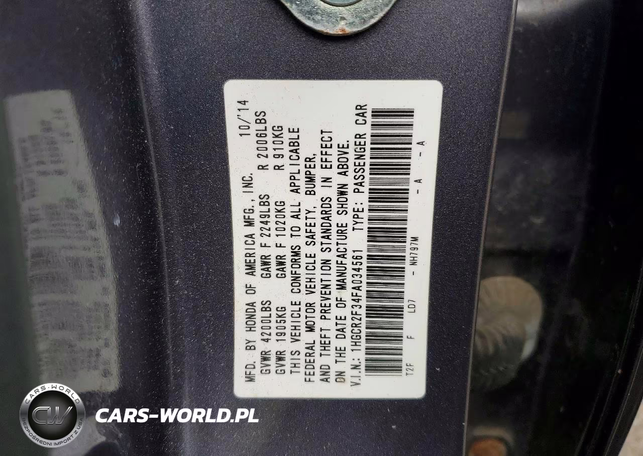 2015 Honda Accord Lx VIN:1HGCR2F34FA034561 - 12