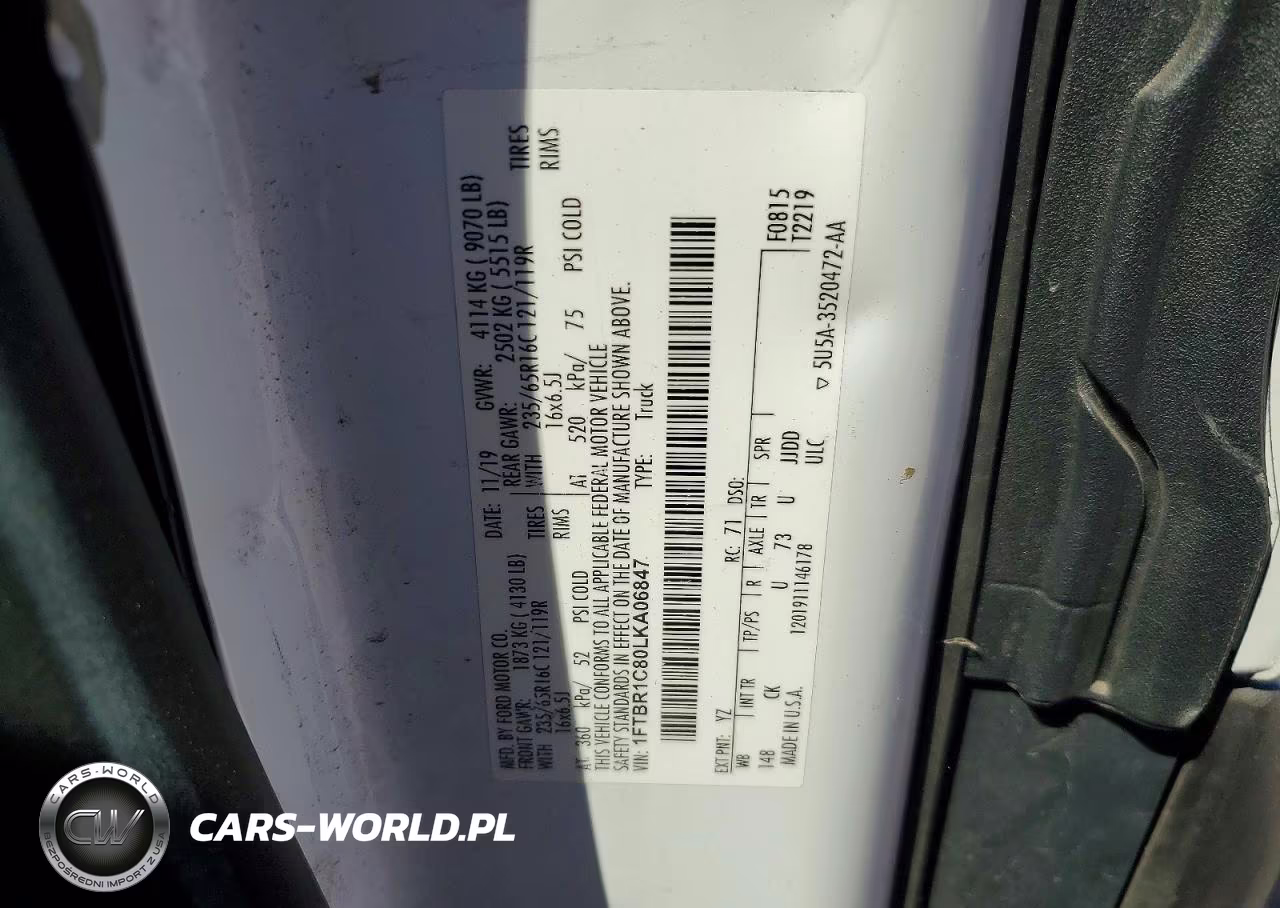 2020 Ford Transit T-250 VIN:1FTBR1C80LKA06847 - 14