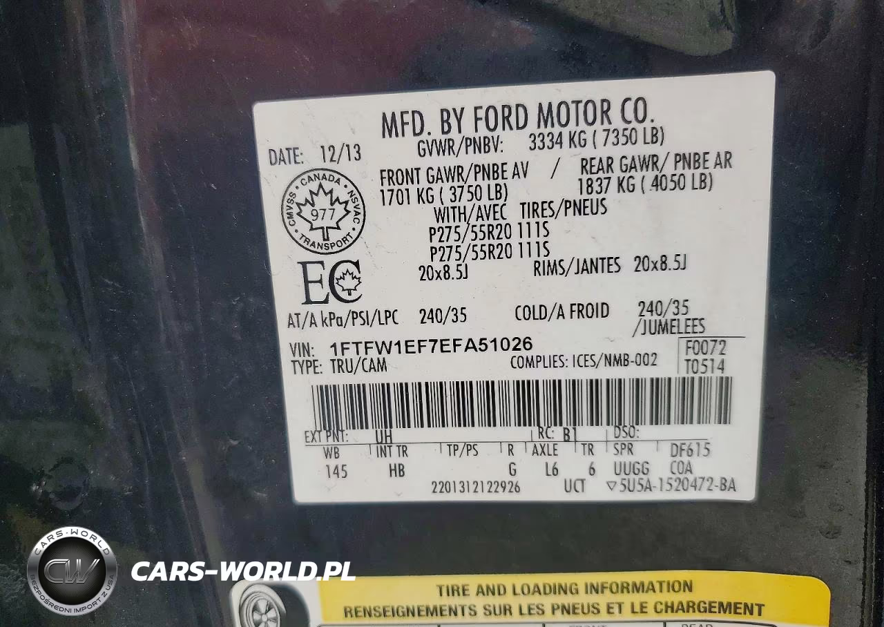 2014 Ford F150 Supercrew VIN:1FTFW1EF7EFA51026 - 12
