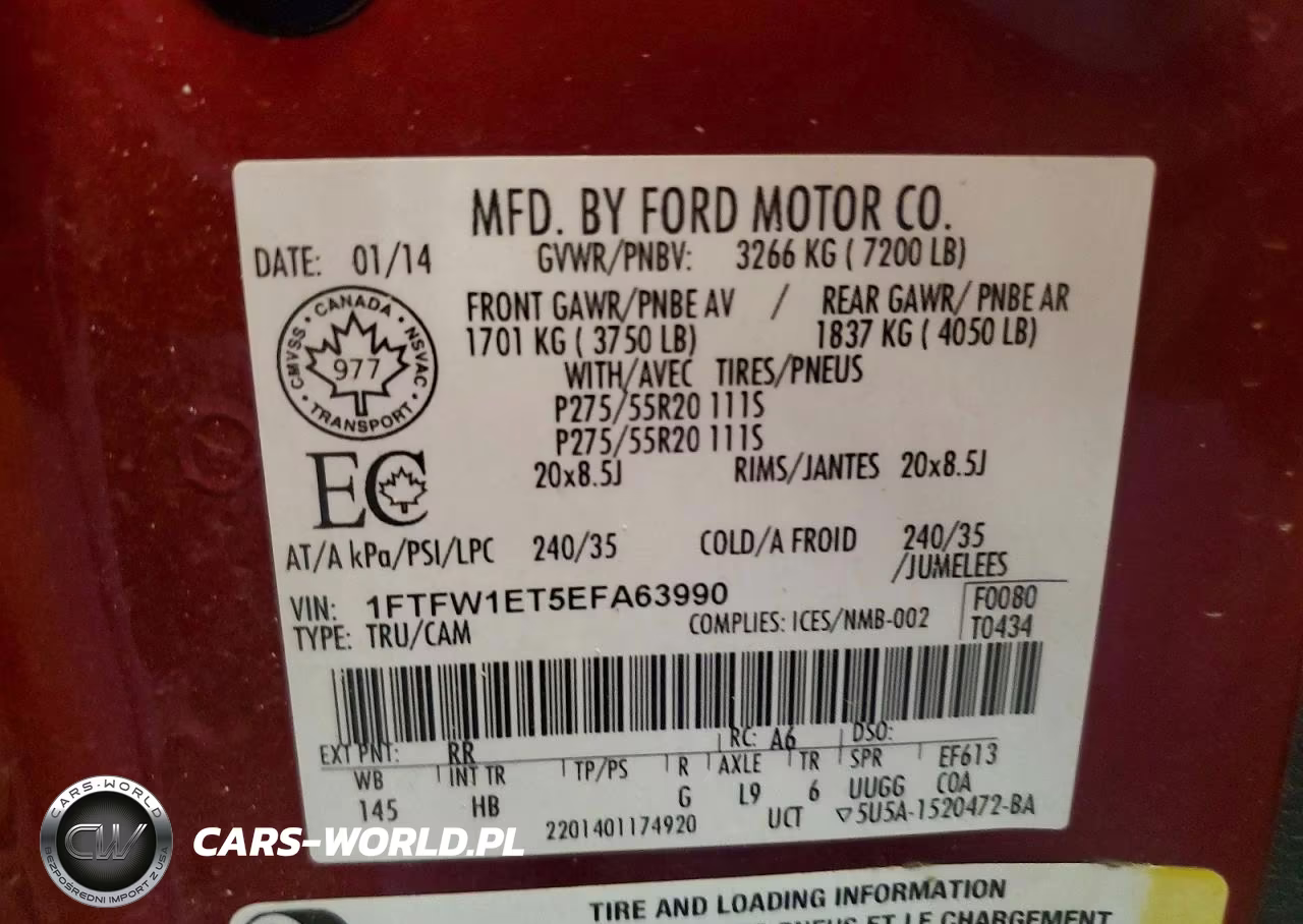 2014 Ford F150 Supercrew VIN:1FTFW1ET5EFA63990 - 12