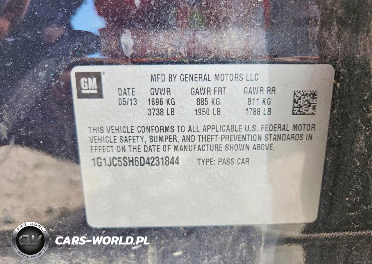 2013 Chevrolet Sonic Lt VIN:1G1JC5SH6D4231844 - 13