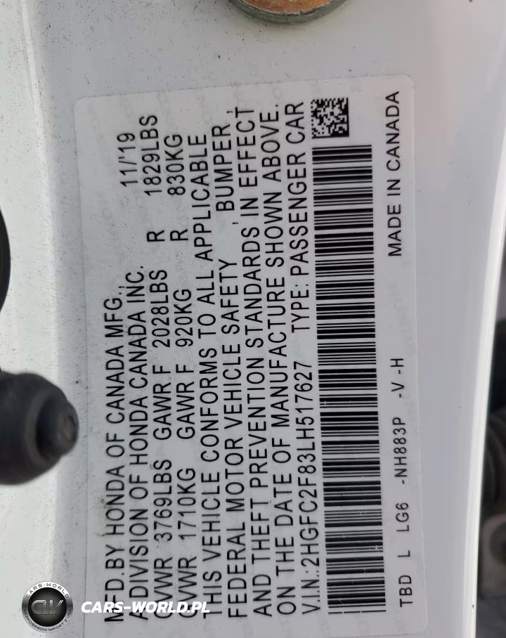 2020 Honda Civic Sport VIN:2HGFC2F83LH517627 - 13