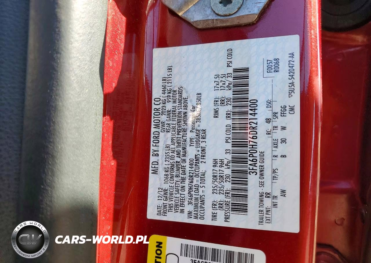 2013 Ford Fusion Se VIN:3FA6P0H76DR214400 - 12