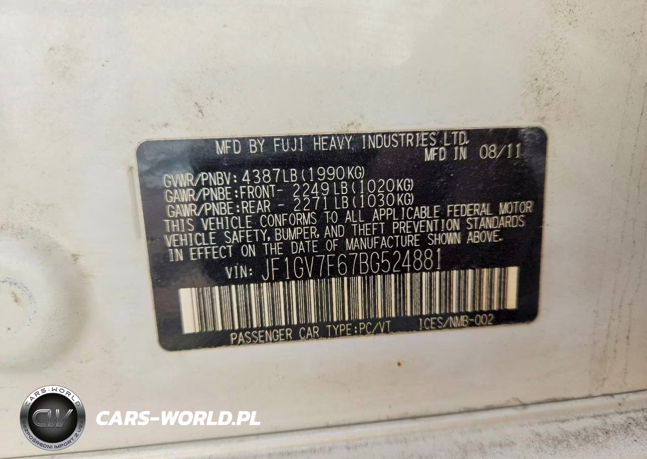 2011 Subaru Impreza Wrx VIN:JF1GV7F67BG524881 - 13