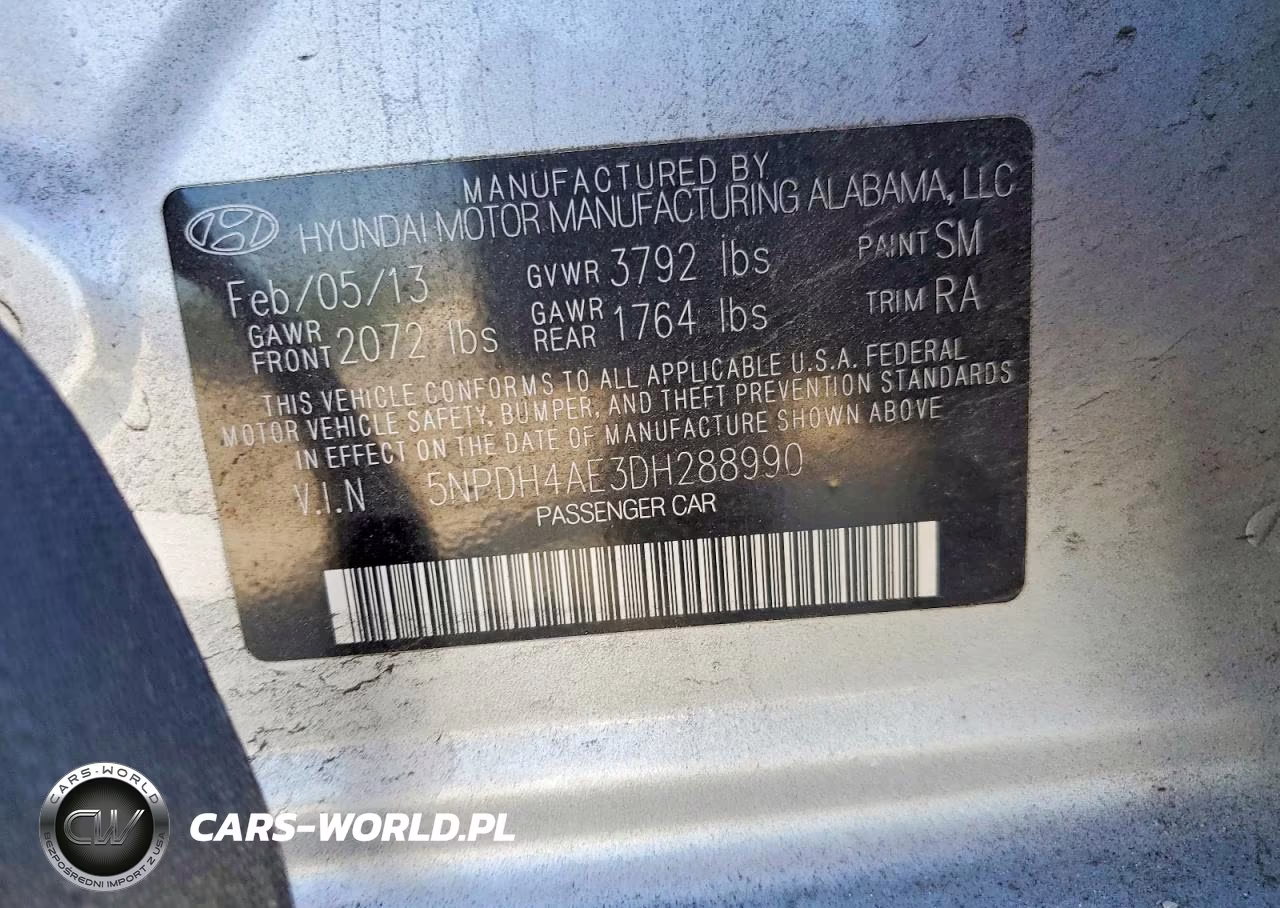 2013 Hyundai Elantra Gls VIN:5NPDH4AE3DH288990 - 12
