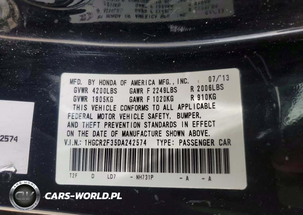 2013 Honda Accord Lx VIN:1HGCR2F35DA242574 - 13