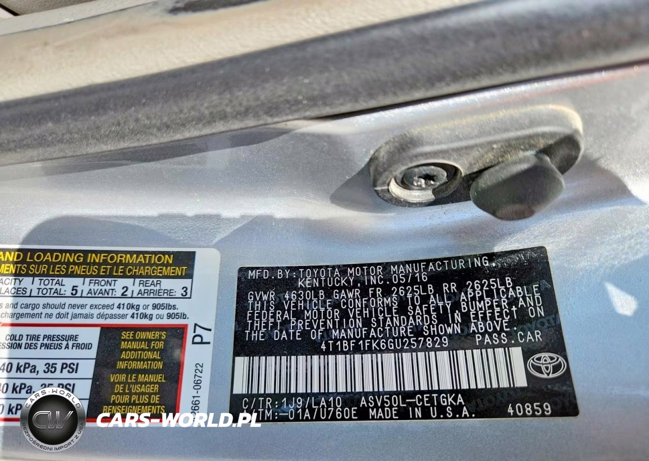 2016 Toyota Camry Xle VIN:4T1BF1FK6GU257829 - 12