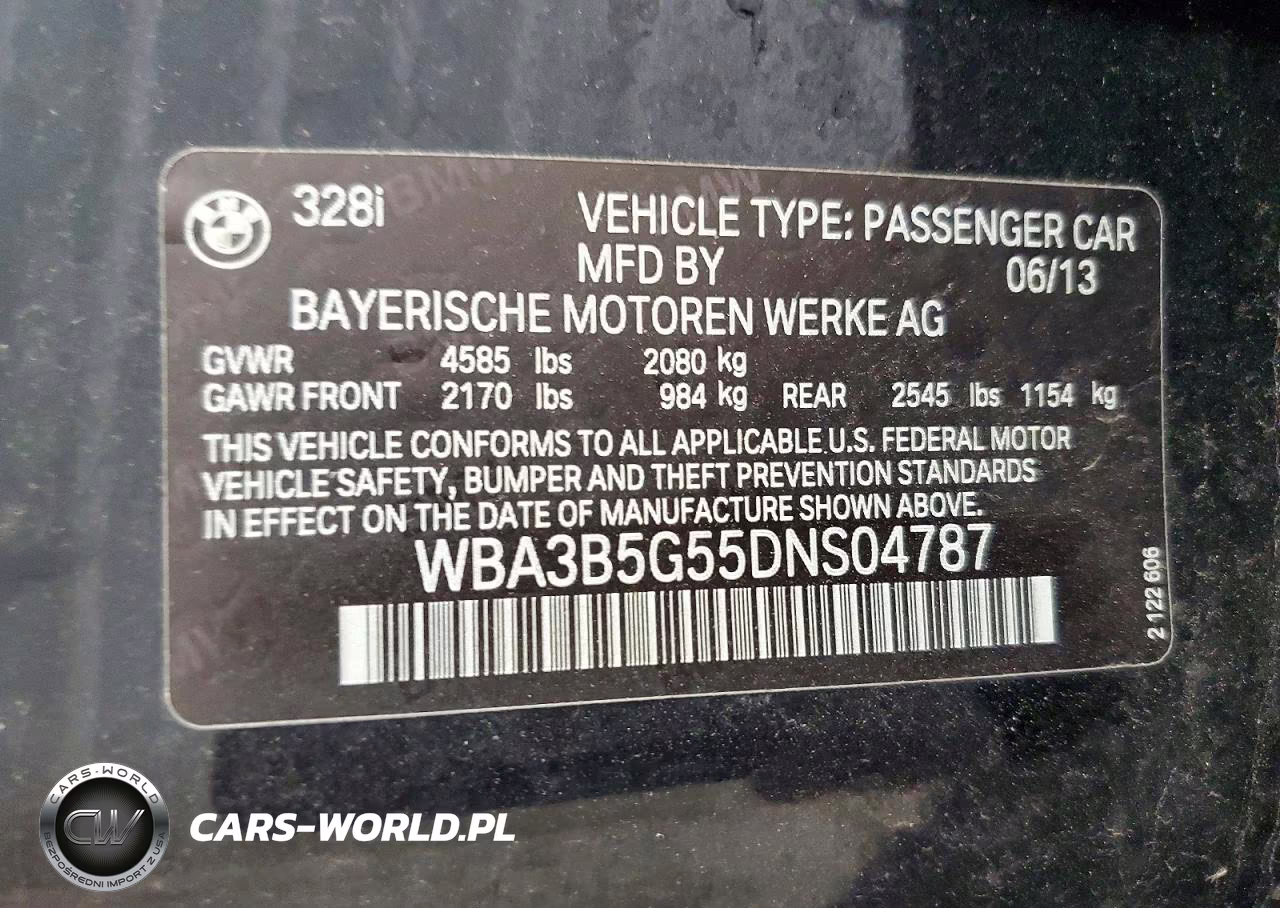 2013 BMW 328 Xi Sulev VIN:WBA3B5G55DNS04787 - 12