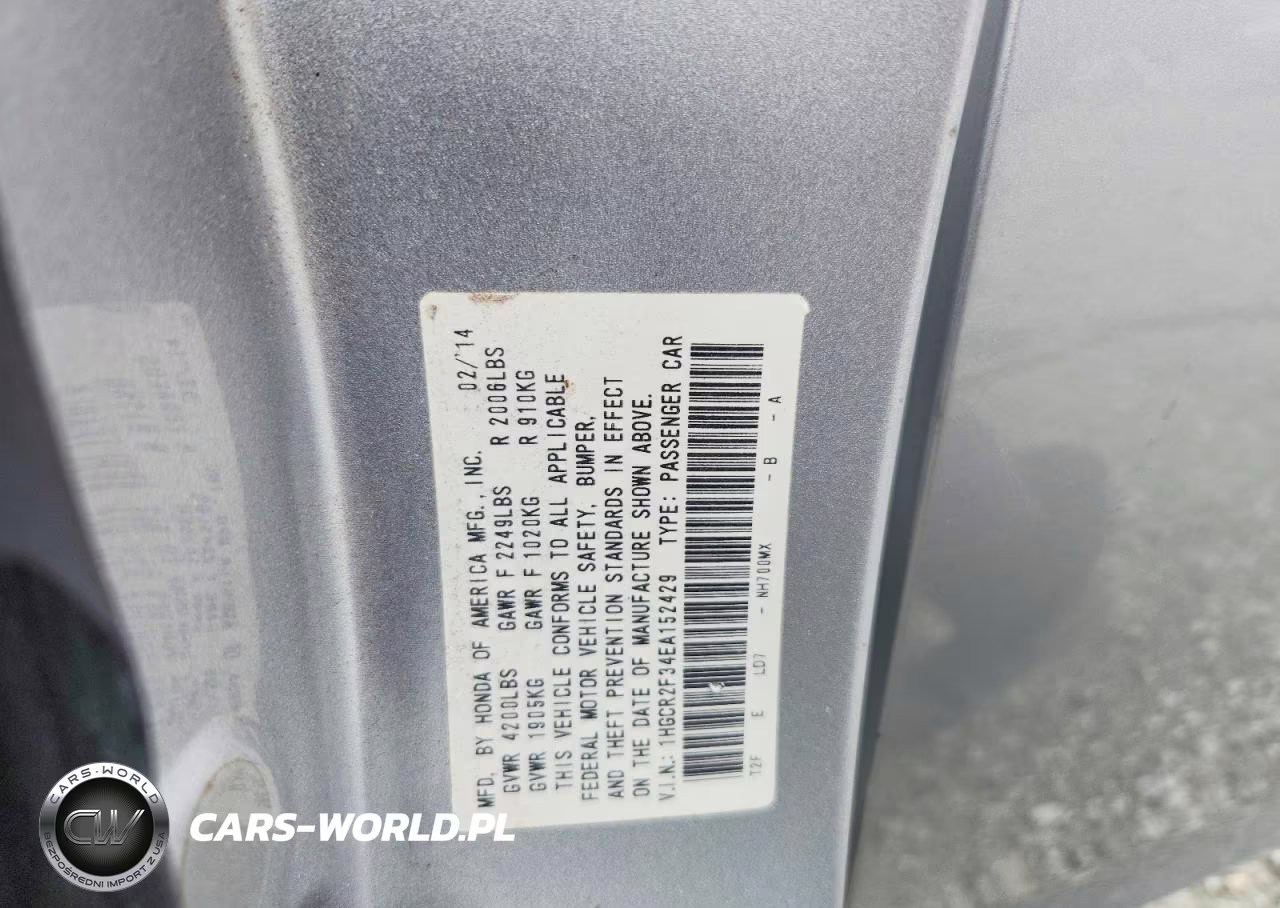 2014 Honda Accord Lx VIN:1HGCR2F34EA152429 - 12
