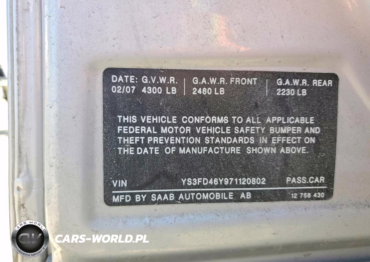 2007 Saab 9-3 2.0T VIN:YS3FD46Y971120802 - 12