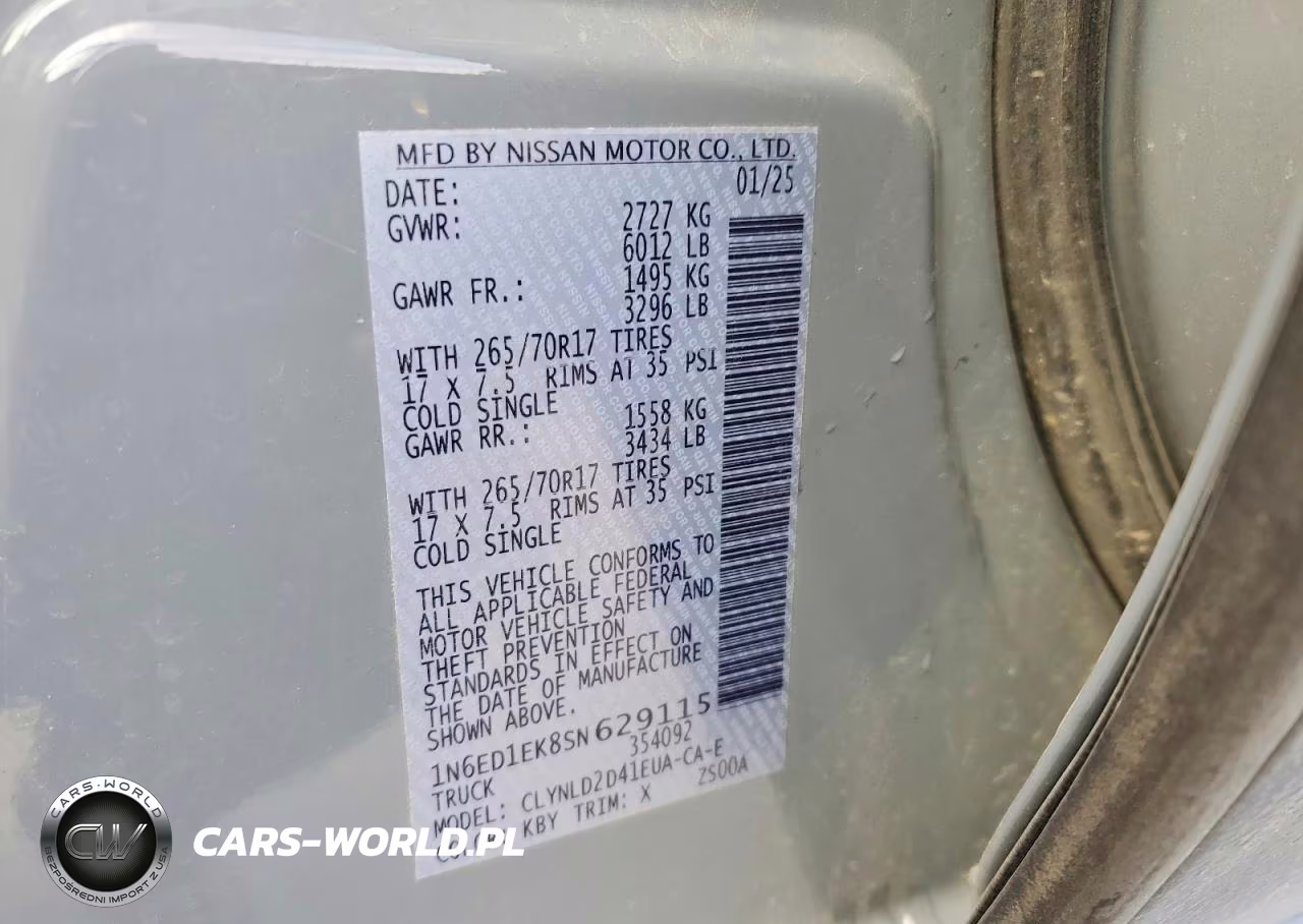 2025 Nissan Frontier Pro-4X VIN:1N6ED1EK8SN629115 - 12