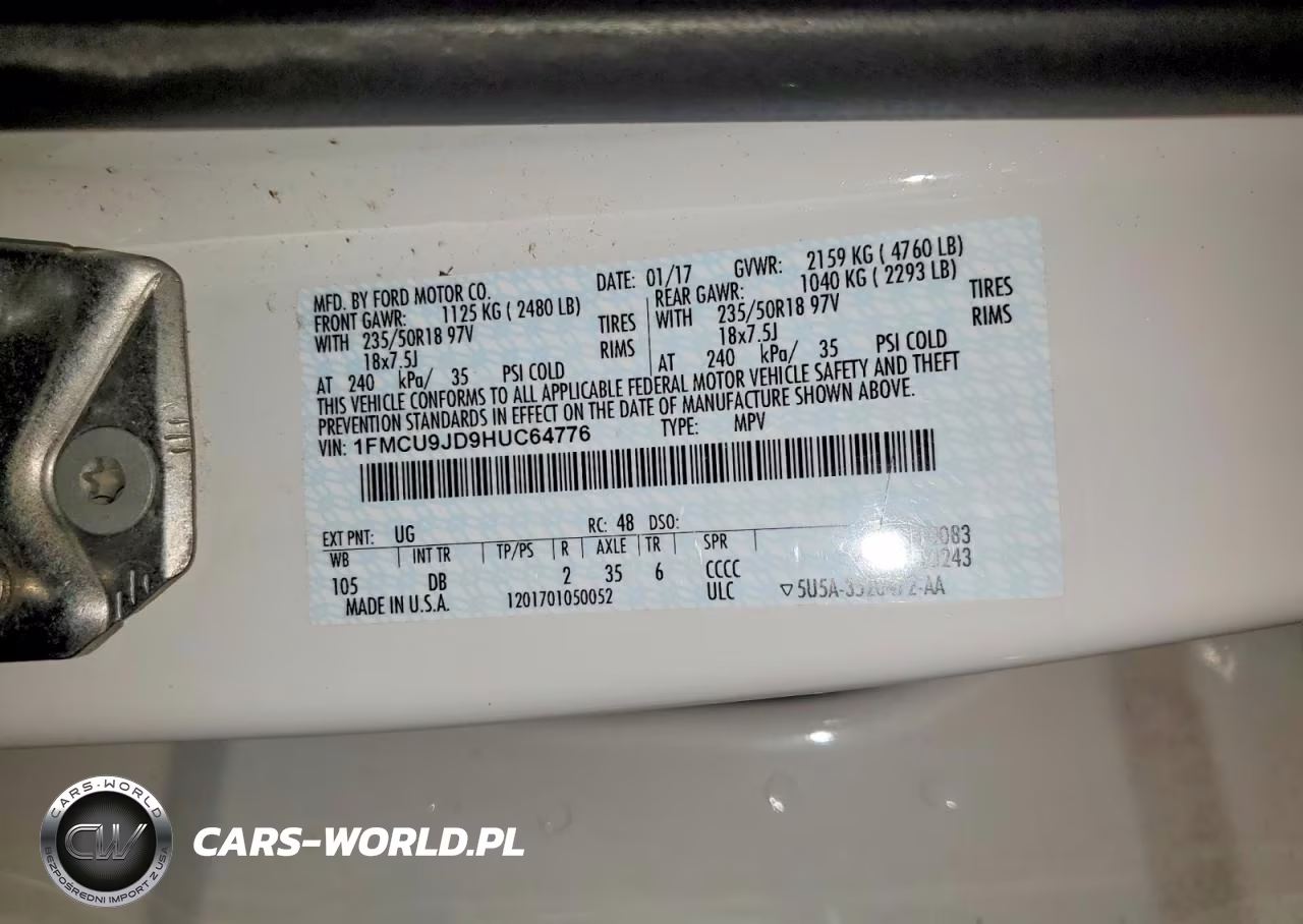 2017 Ford Escape Titanium VIN:1FMCU9JD9HUC64776 - 14