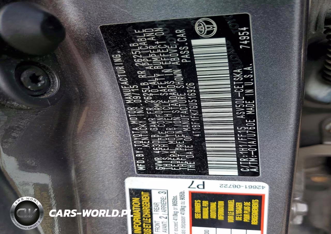 2016 Toyota Camry Se VIN:4T1BF1FK7GU516926 - 12
