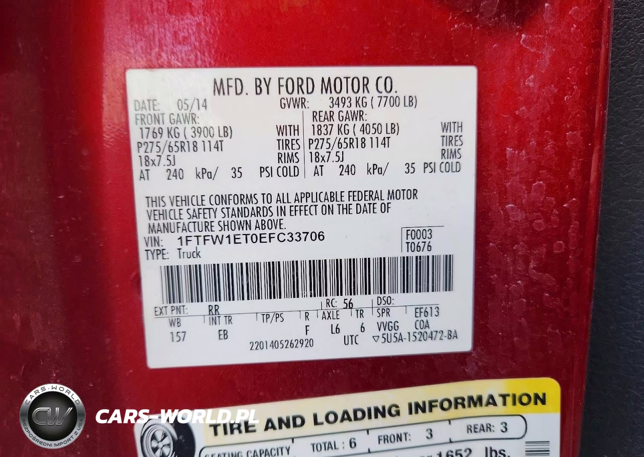2014 Ford F150 Supercrew VIN:1FTFW1ET0EFC33706 - 13