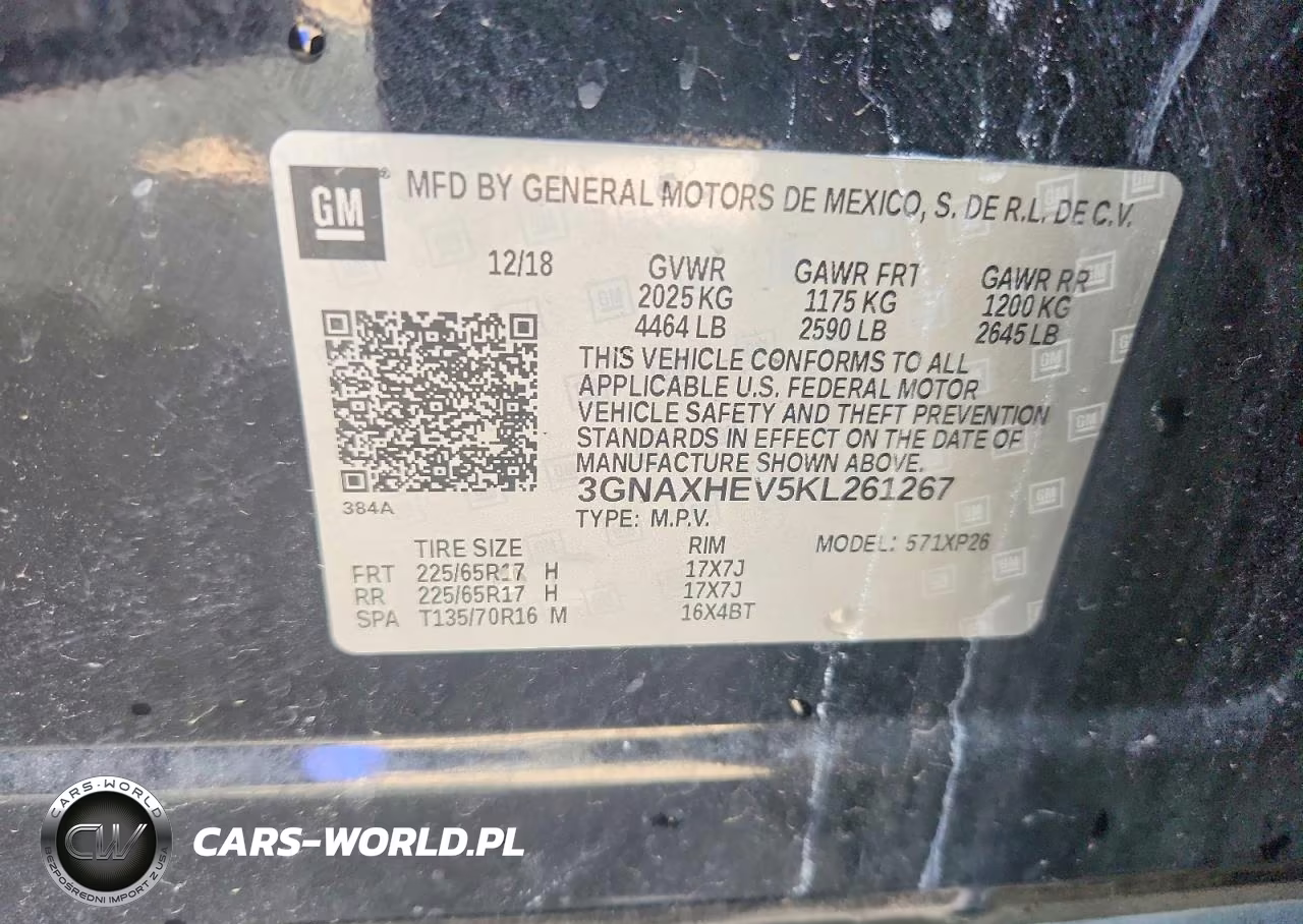 2019 Chevrolet Equinox Ls VIN:3GNAXHEV5KL261267 - 12