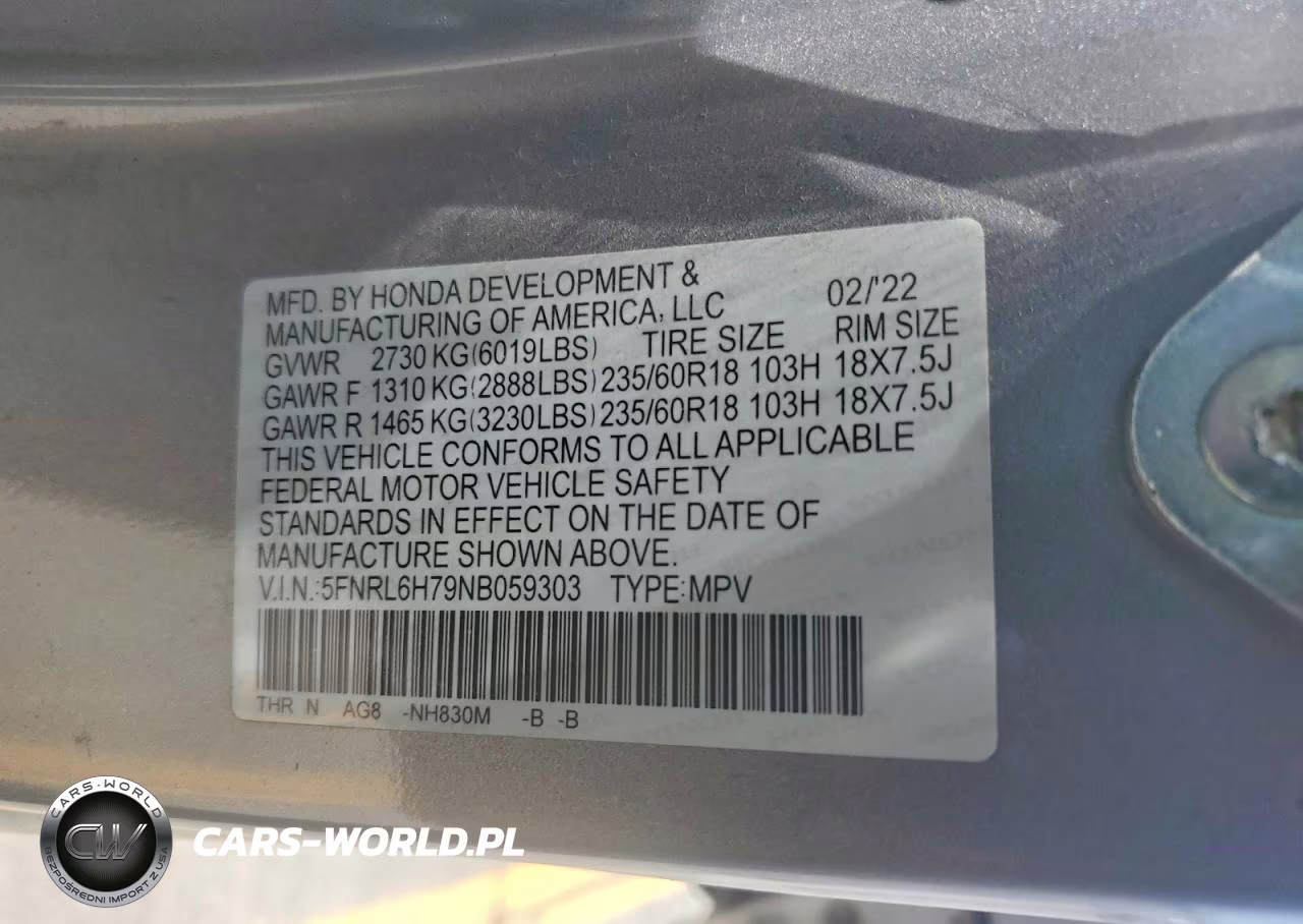 2022 Honda Odyssey Exl VIN:5FNRL6H79NB059303 - 14
