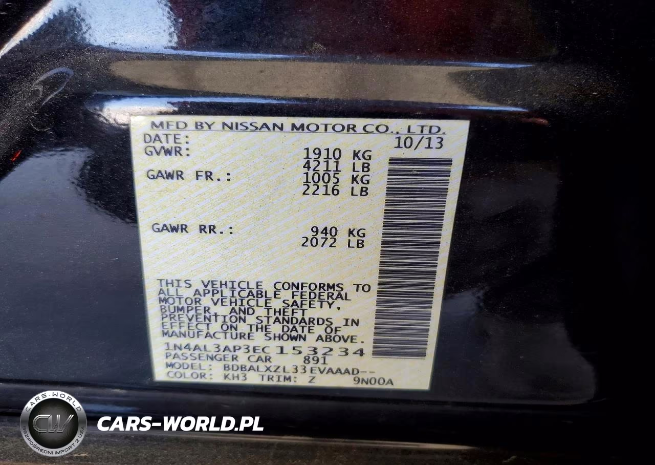 2014 Nissan Altima 2.5 Sl VIN:1N4AL3AP3EC153234 - 12