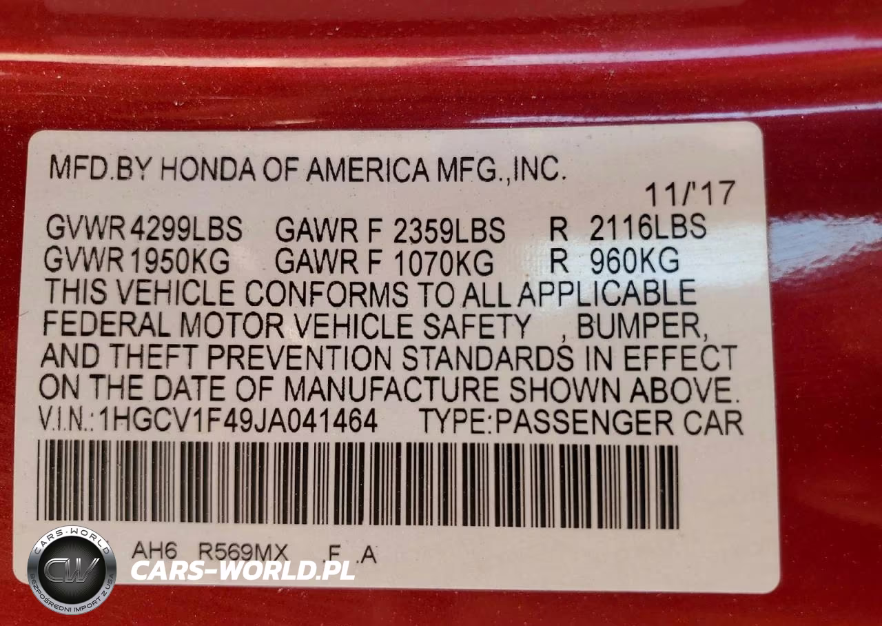 2018 Honda Accord Ex VIN:1HGCV1F49JA041464 - 13