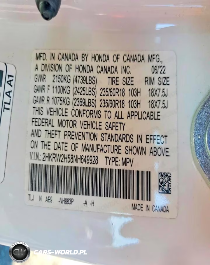 2022 Honda Cr-V Ex VIN:2HKRW2H58NH649928 - 13