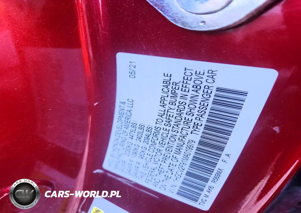 2021 Honda Accord Touring VIN:1HGCV2F91MA019979 - 12