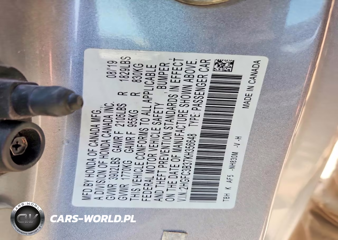 2019 Honda Civic Ex VIN:2HGFC3B37KH356648 - 12