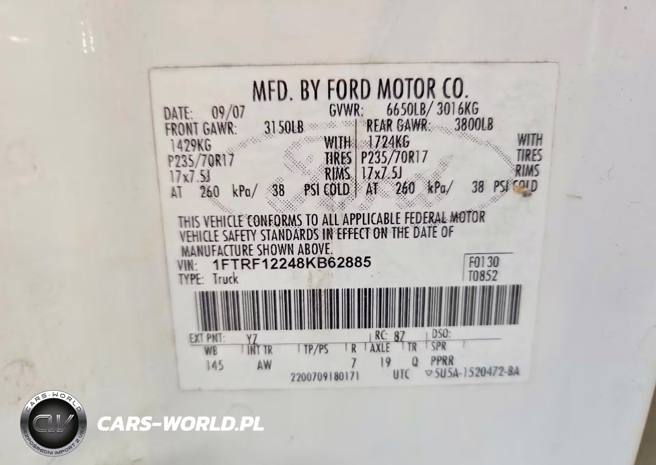 2008 Ford F150 VIN:1FTRF12248KB62885 - 12