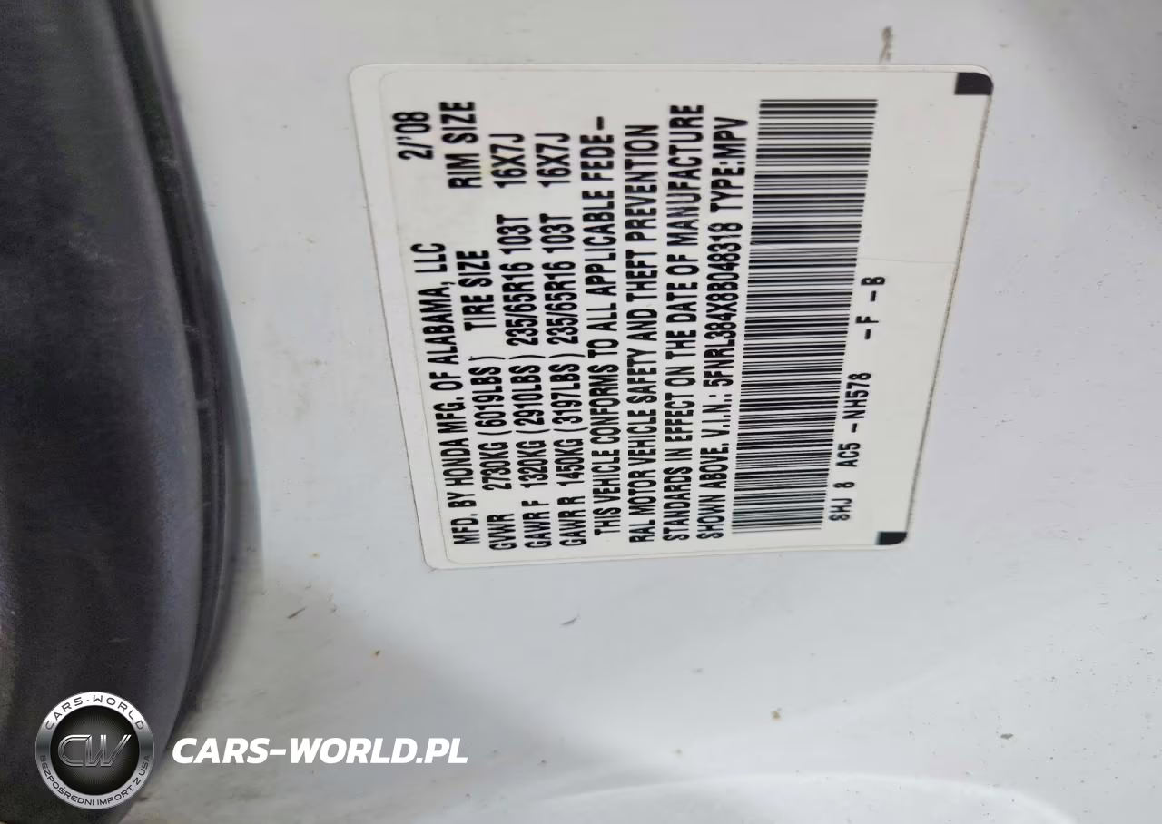 2008 Honda Odyssey Ex VIN:5FNRL384X8B048318 - 13
