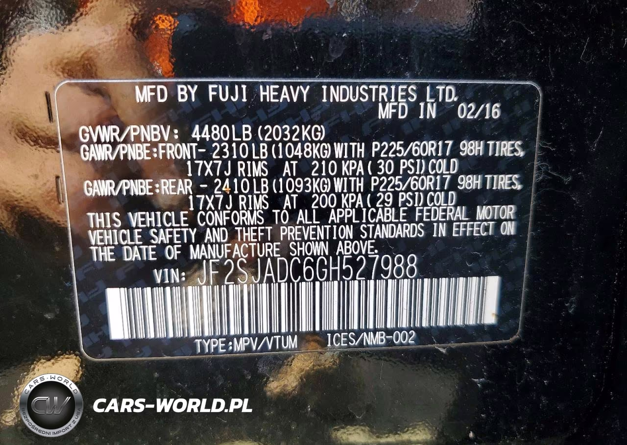 2016 Subaru Forester 2.5I Premium VIN:JF2SJADC6GH527988 - 12