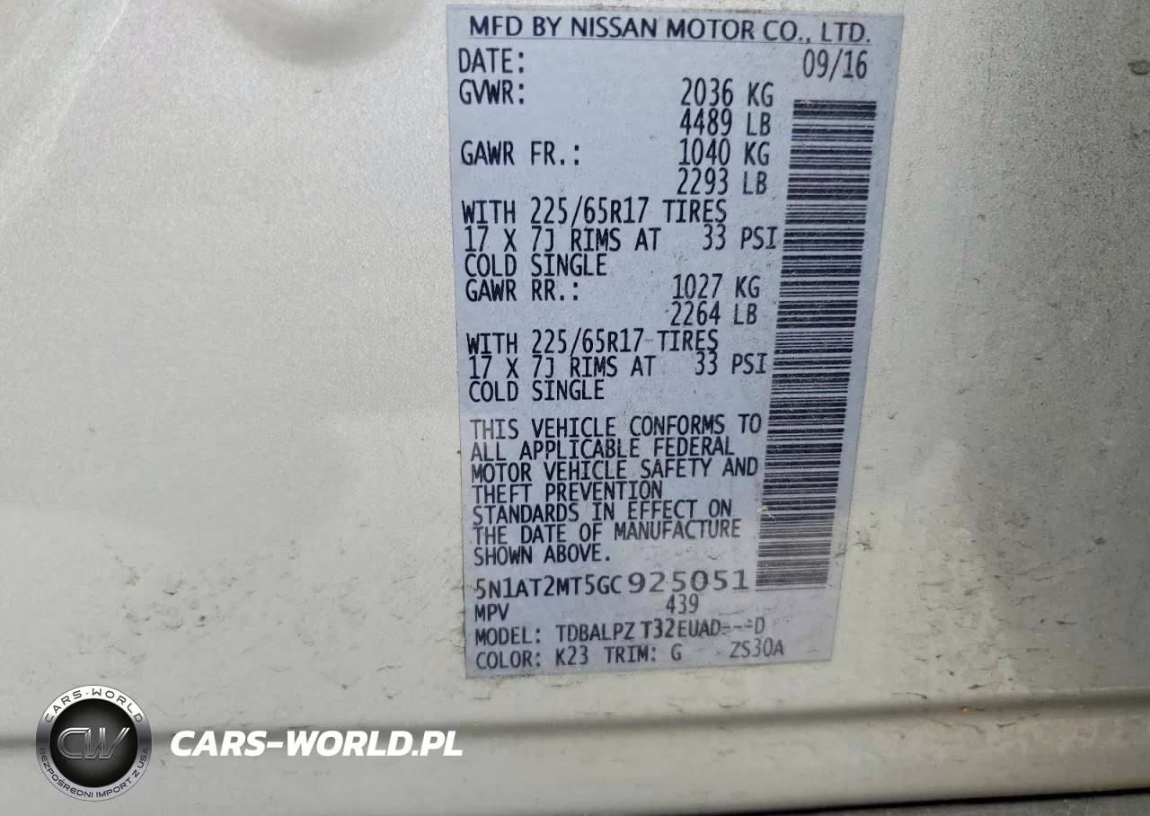2016 Nissan Rogue S VIN:5N1AT2MT5GC925051 - 13