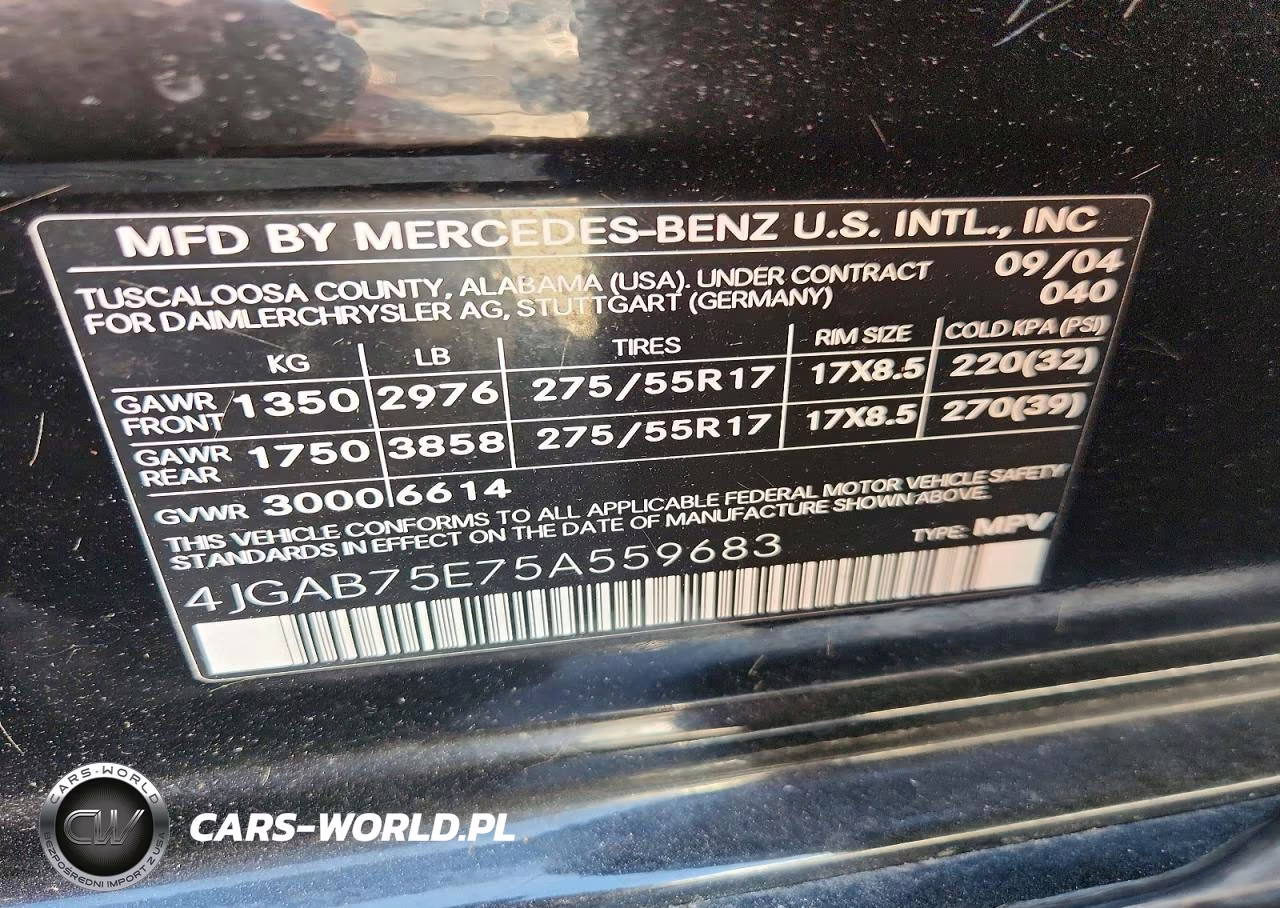 2005 Mercedes-Benz Ml 500 VIN:4JGAB75E75A559683 - 13