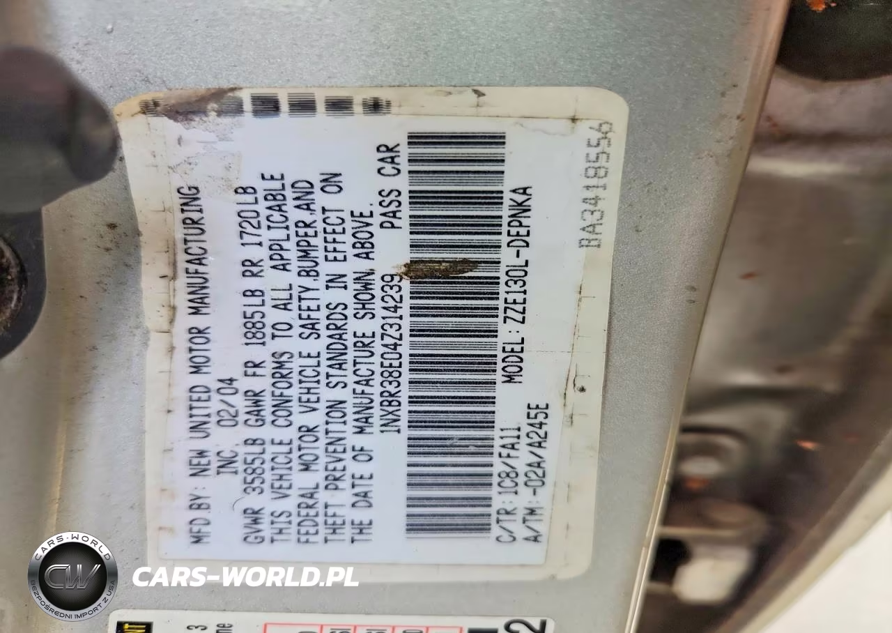 2004 Toyota Corolla Le VIN:1NXBR38E04Z314239 - 12