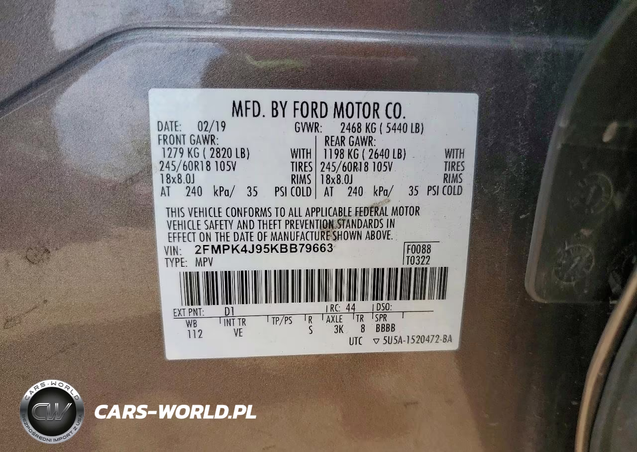 2019 Ford Edge Sel VIN:2FMPK4J95KBB79663 - 13
