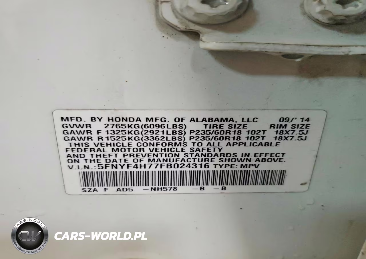 2015 Honda Pilot Exln VIN:5FNYF4H77FB024316 - 13