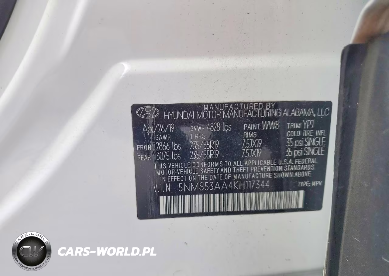 2019 Hyundai Santa Fe Ultimate 2.0T VIN:5NMS53AA4KH117344 - 14