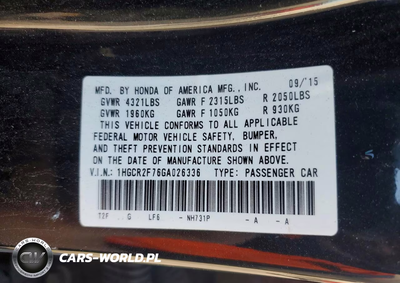 2016 Honda Accord Ex VIN:1HGCR2F76GA026336 - 13