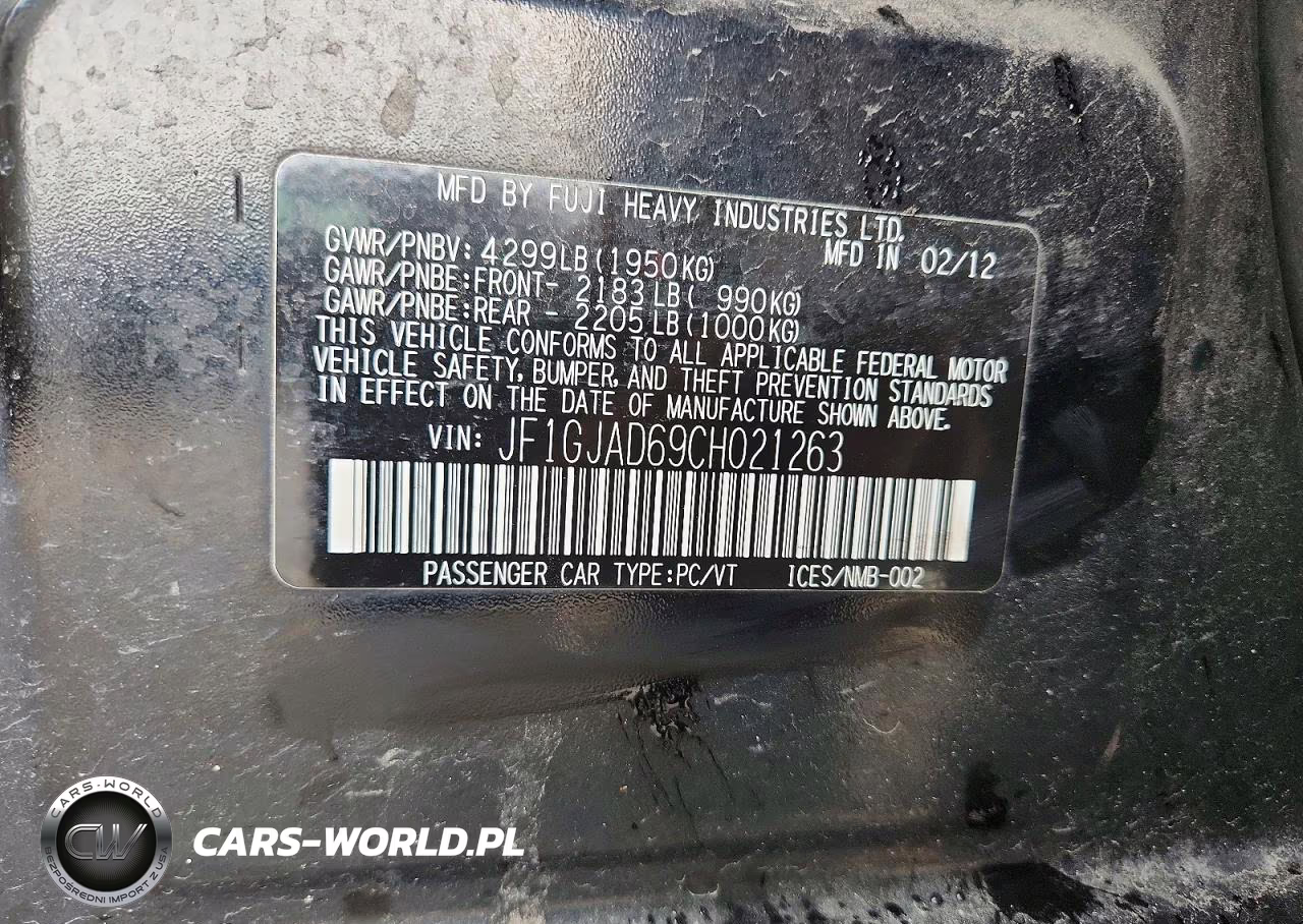 2012 Subaru Impreza Premium VIN:JF1GJAD69CH021263 - 12